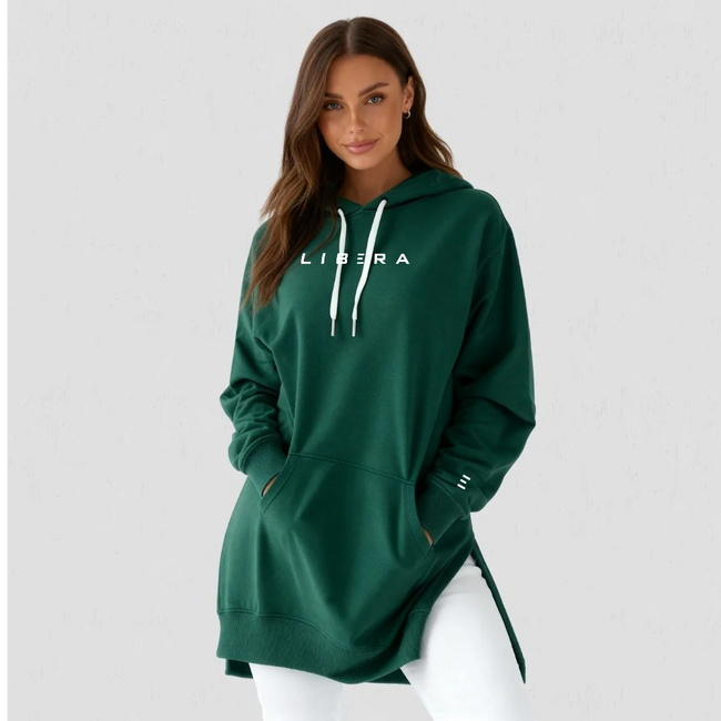 Robe Sweat à Capuche Oversize - Confort Ultime, Style Décontracté Femme Vert Hover Image