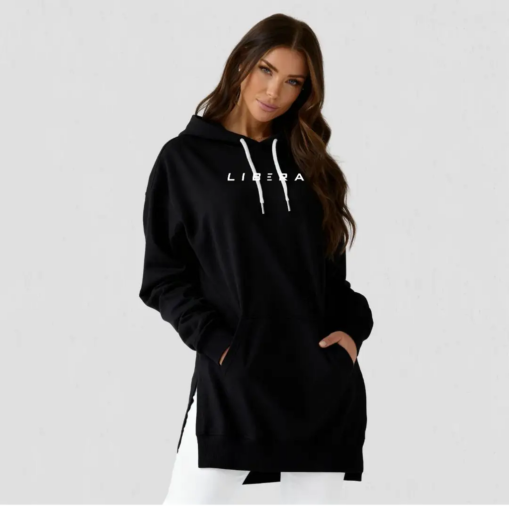 Robe Sweat à Capuche Oversize - Confort Ultime, Style Décontracté Femme Noir