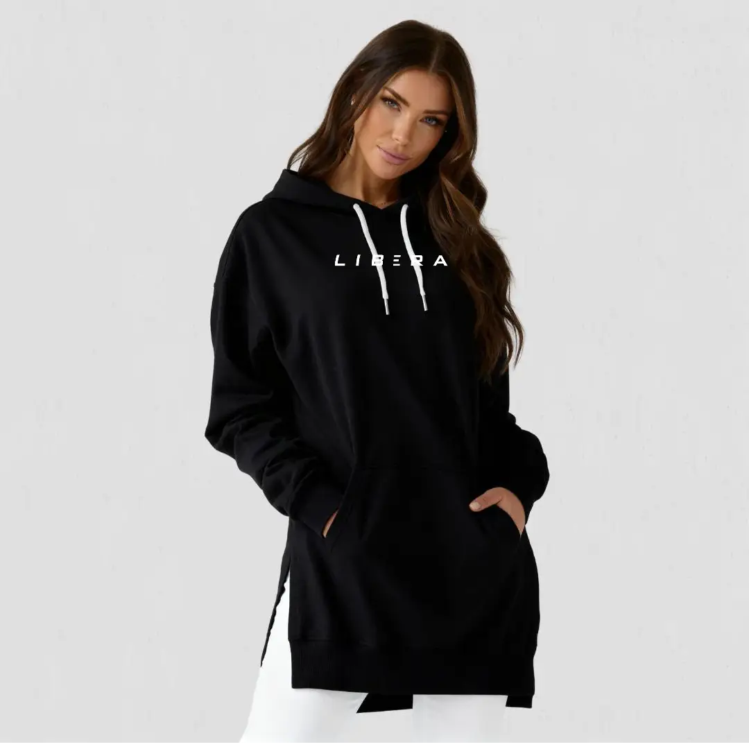 Robe Sweat à Capuche Oversize - Confort Ultime, Style Décontracté Femme Noir