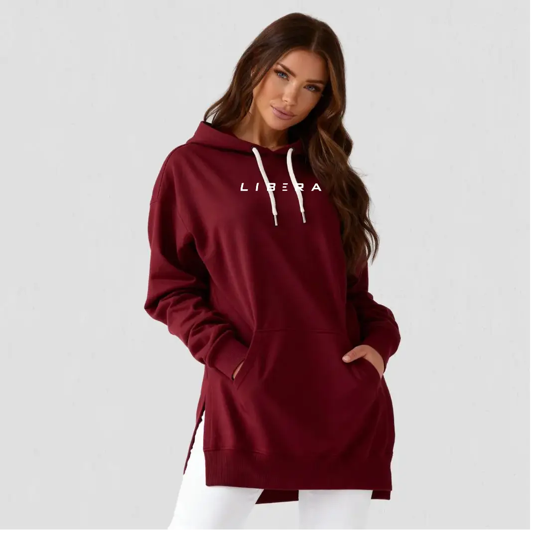 Robe Sweat à Capuche Oversize - Confort Ultime, Style Décontracté Femme Burgundy
