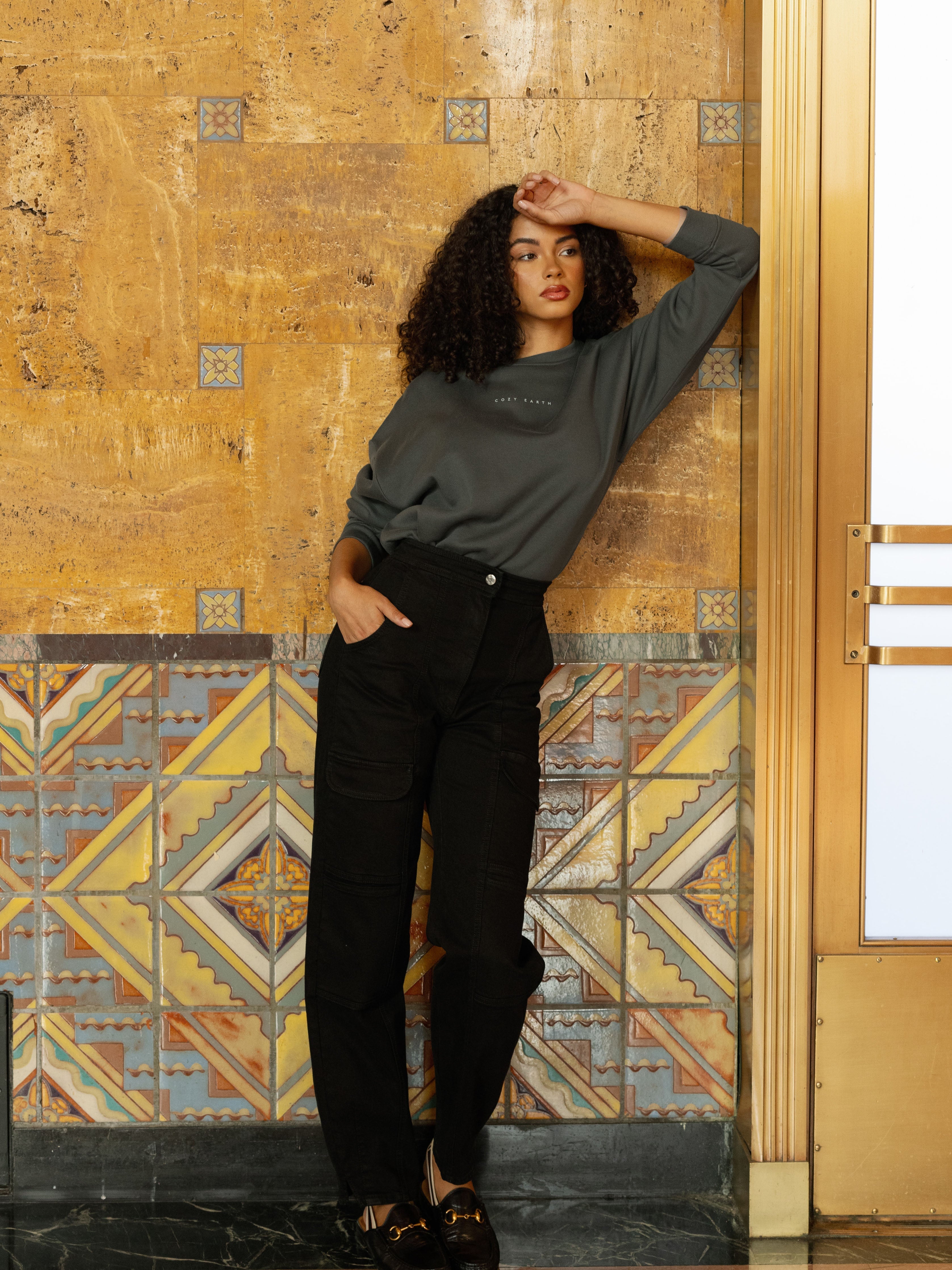 Sweat-shirt Col Rond Cityscape Femme Cozy Earth Polaire Écologique Ultra-Doux