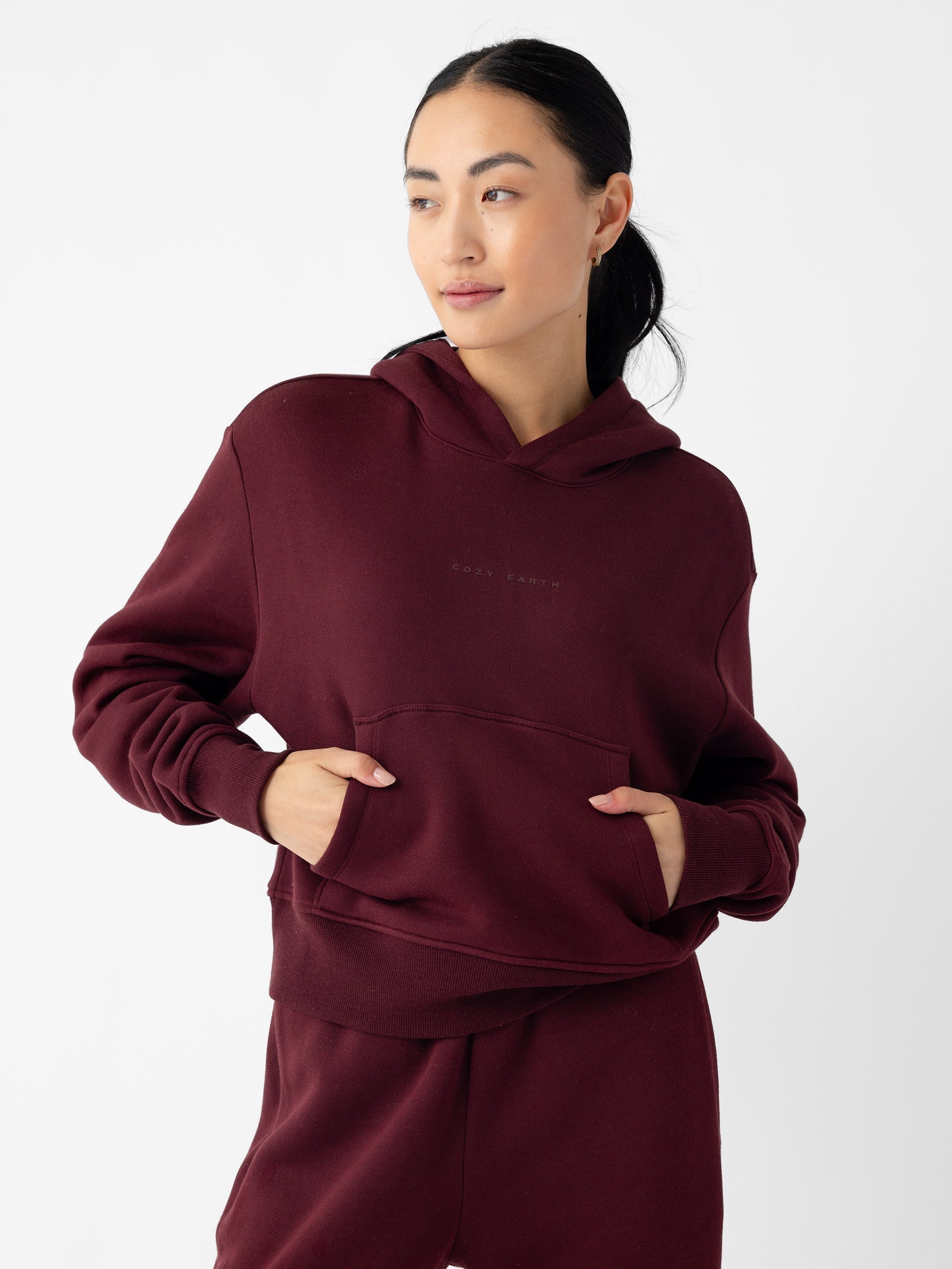 Sweat à Capuche Court Femme CityScape Cozy Earth : Doux, Chic, Confort Quotidien, Style Décontracté
