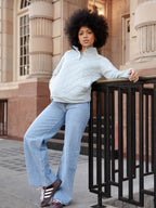 Pull Matelassé Femme en Bambou Brossé Ultra-Doux avec Boutons-Pression Élégants