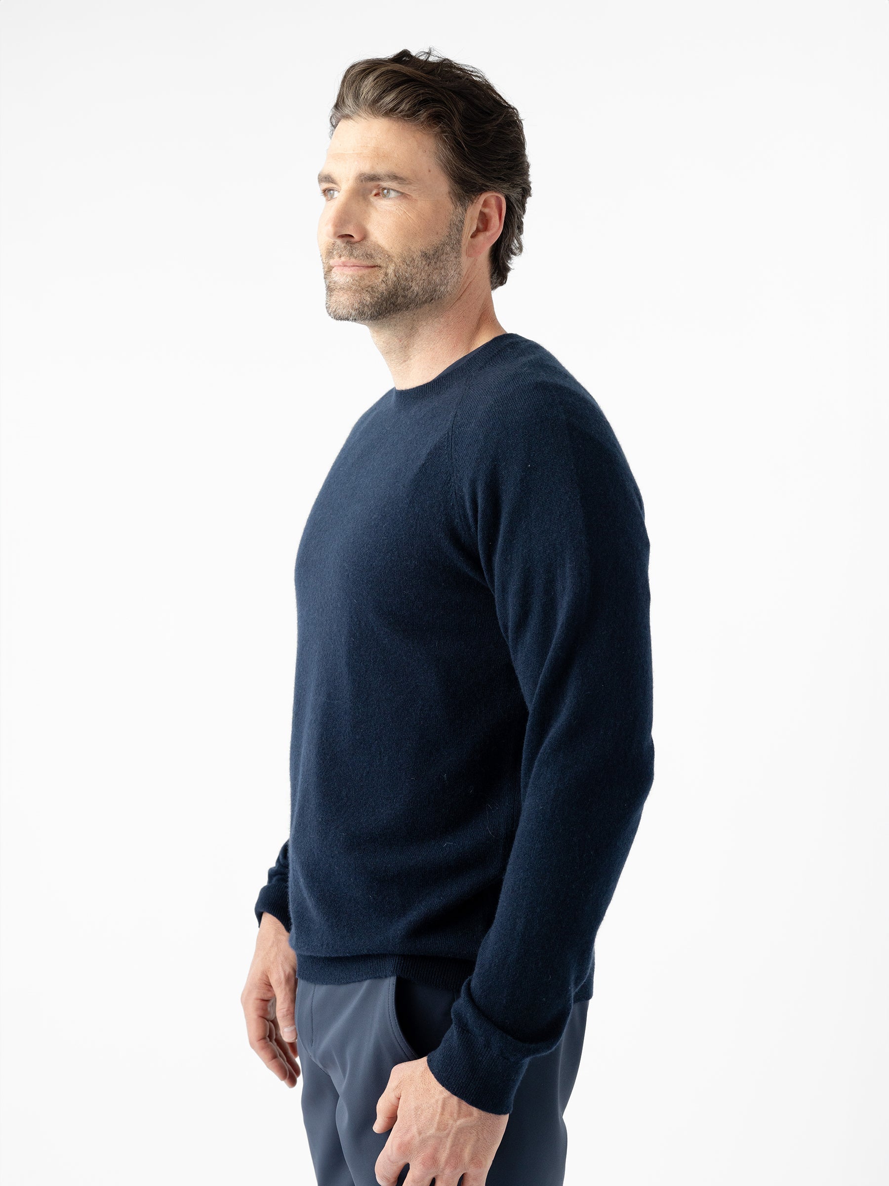 Pull Homme Col Rond Luxe Cachemire Laine Mérinos Doux Léger Polyvalent Élégant