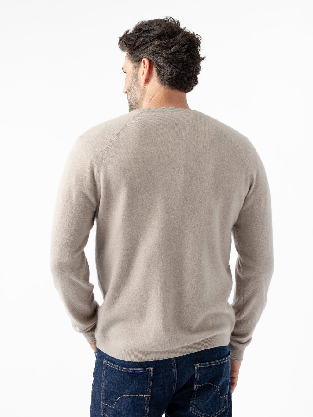 Pull Homme Col Rond Luxe Cachemire Laine Mérinos Doux Léger Polyvalent Élégant