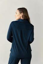 Chemise Boutonnée Femme en Bambou Extensible Col Polo Manches Longues – Confort Ultime