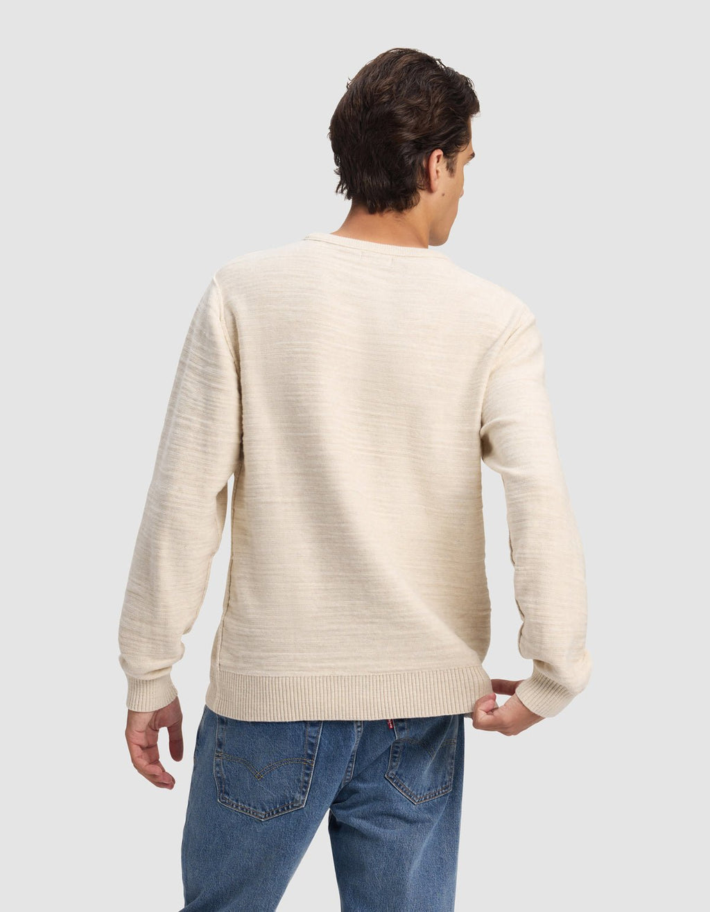 Pull Col Rond Homme Tate Coton Texturé Doux Polyvalent Confortable Toutes Saisons
