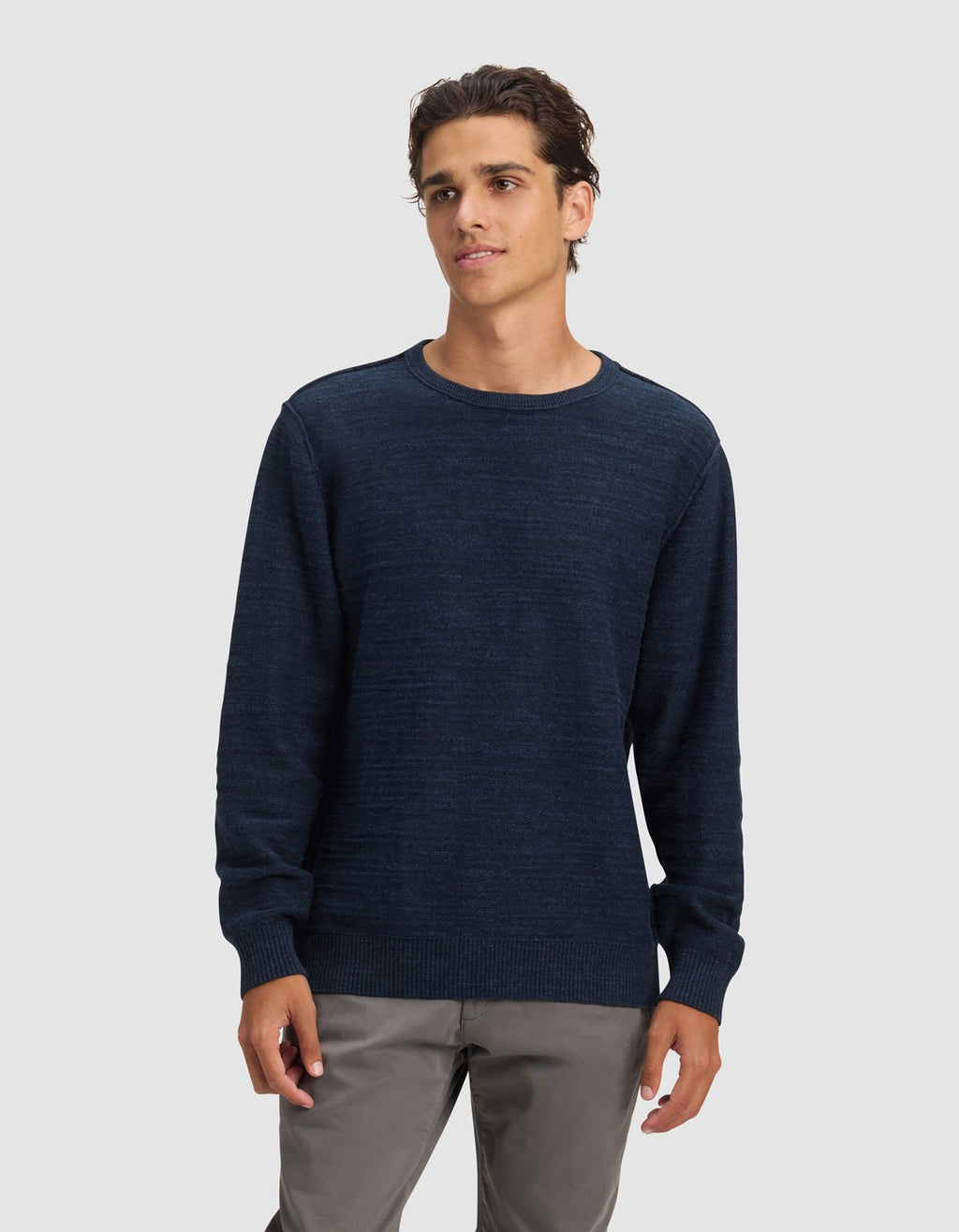 Pull Col Rond Homme Tate Coton Texturé Doux Polyvalent Confortable Toutes Saisons
