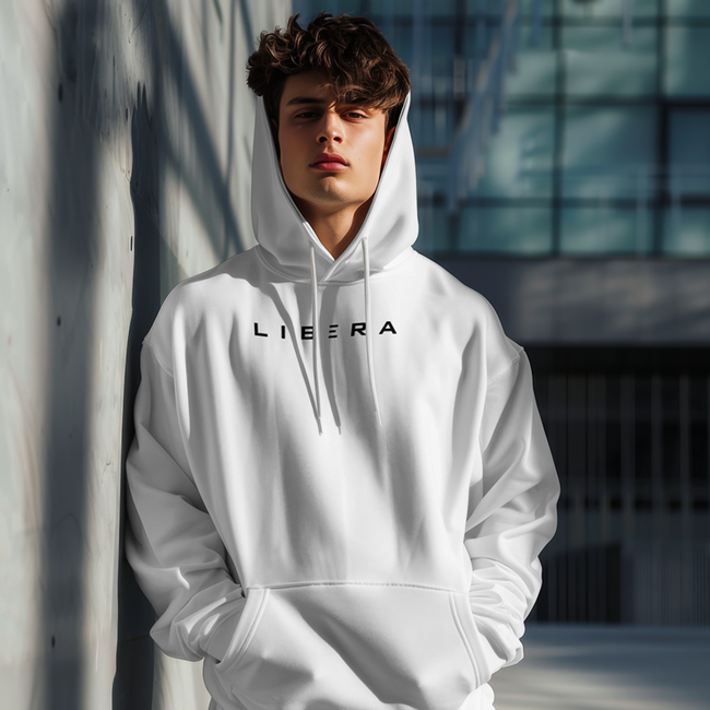 Sweat à Capuche Homme Cityscape 2.0 LIBERA – Douceur Suprême et Style Moderne Blanc Hover Image