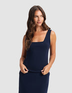 Débardeur Femme en Bambou Brossé Ultra-Doux Col Carré Respirant Élégant et Confortable